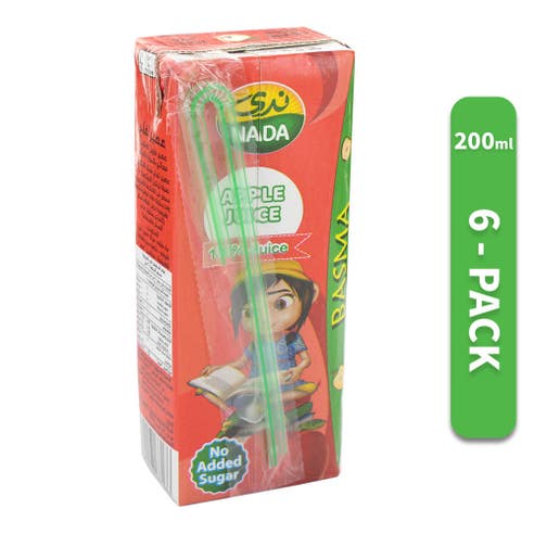 Nada Basma UHT Apple Juice 200ml [6 Pack] - Available at Alosra Online Supermarket