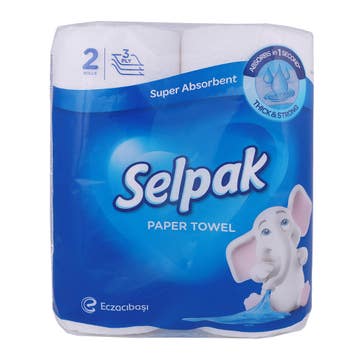 Selpak Super Absorbent Paper Towel 3Ply 2's - Available at Alosra Online Supermarket