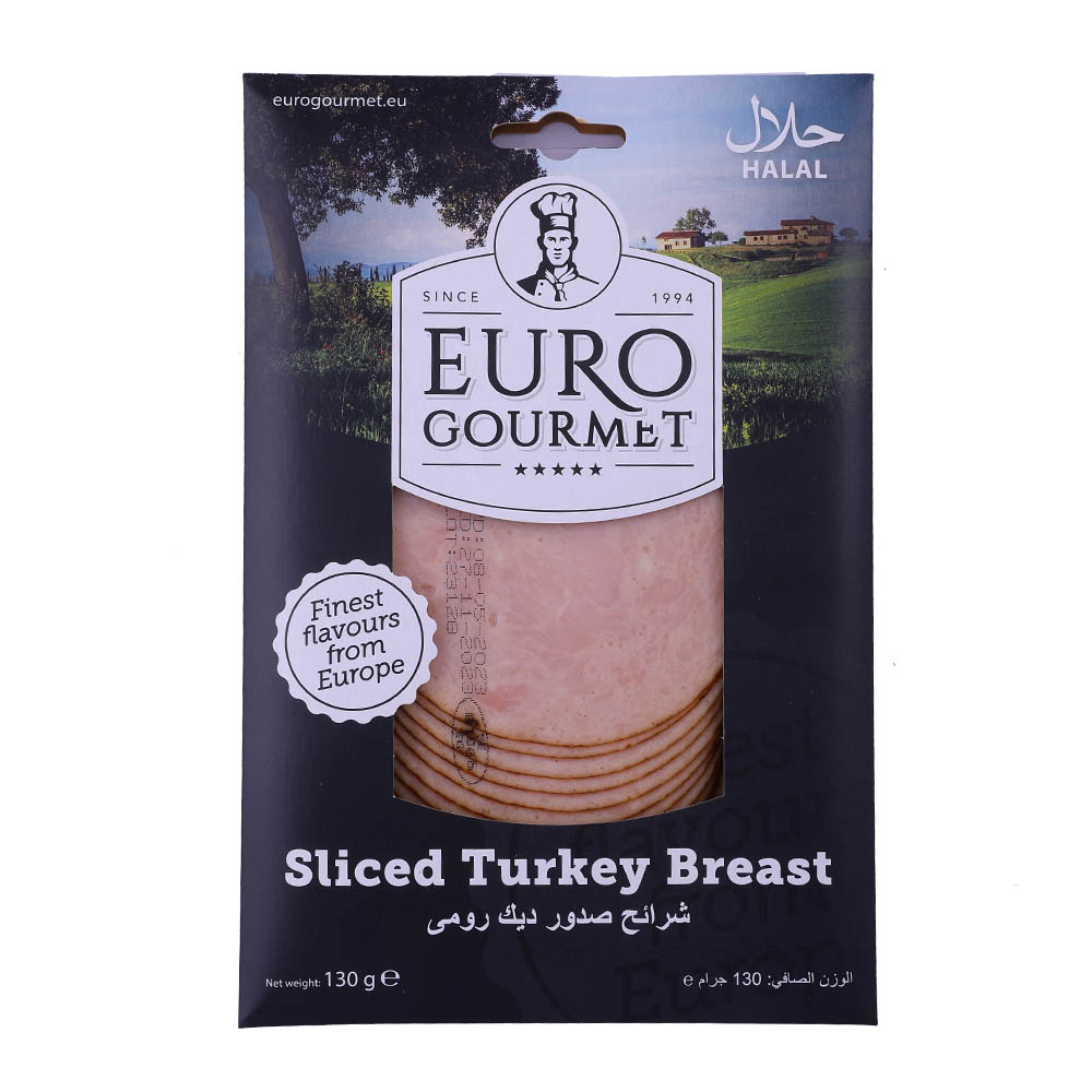 Euro Gourmet Sliced Turkey Breast 130g - Available at Alosra Online Supermarket