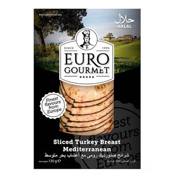 Euro Gourmet Mediterranean Sliced Turkey Breast 130g - Available at Alosra Online Supermarket