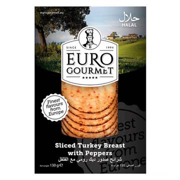 Euro Gourmet Sliced Turkey Breast With Peppers 130g - Available at Alosra Online Supermarket