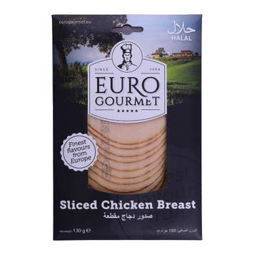 Euro Gourmet Sliced Chicken Breast 130g - Available at Alosra Online Supermarket