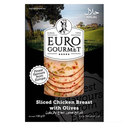 Euro Gourmet Sliced Chicken Breast With Olives 130g - Available at Alosra Online Supermarket