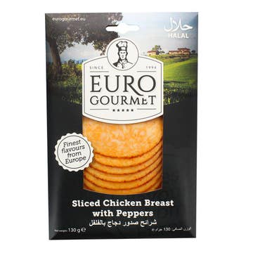 Euro Gourmet Sliced Chicken Breast With Peppers 130g - Available at Alosra Online Supermarket
