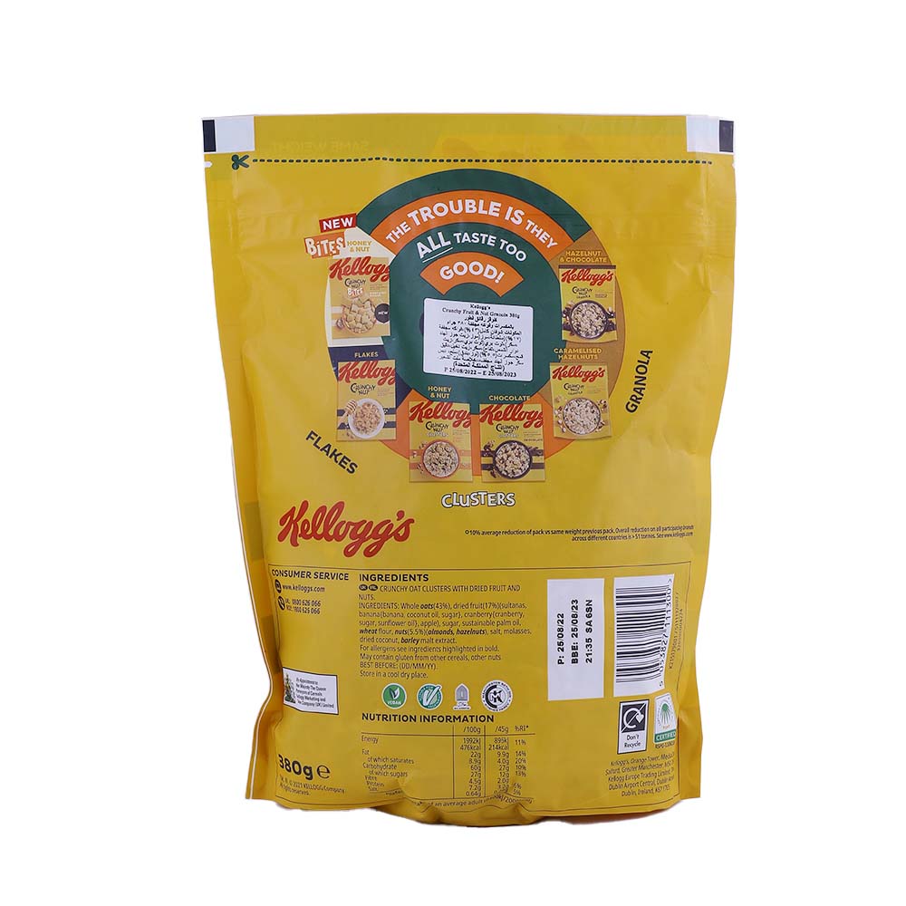 Kellogg's Crunchy Nut Fruit & Nut Granola 380g back image