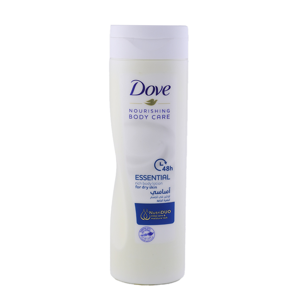 Dove Essential Nourishing Body Lotion 250ml - Available at Alosra Online Supermarket
