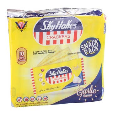 Sky Flakes Garlic Flavour Crackers 250g - Available at Alosra Online Supermarket