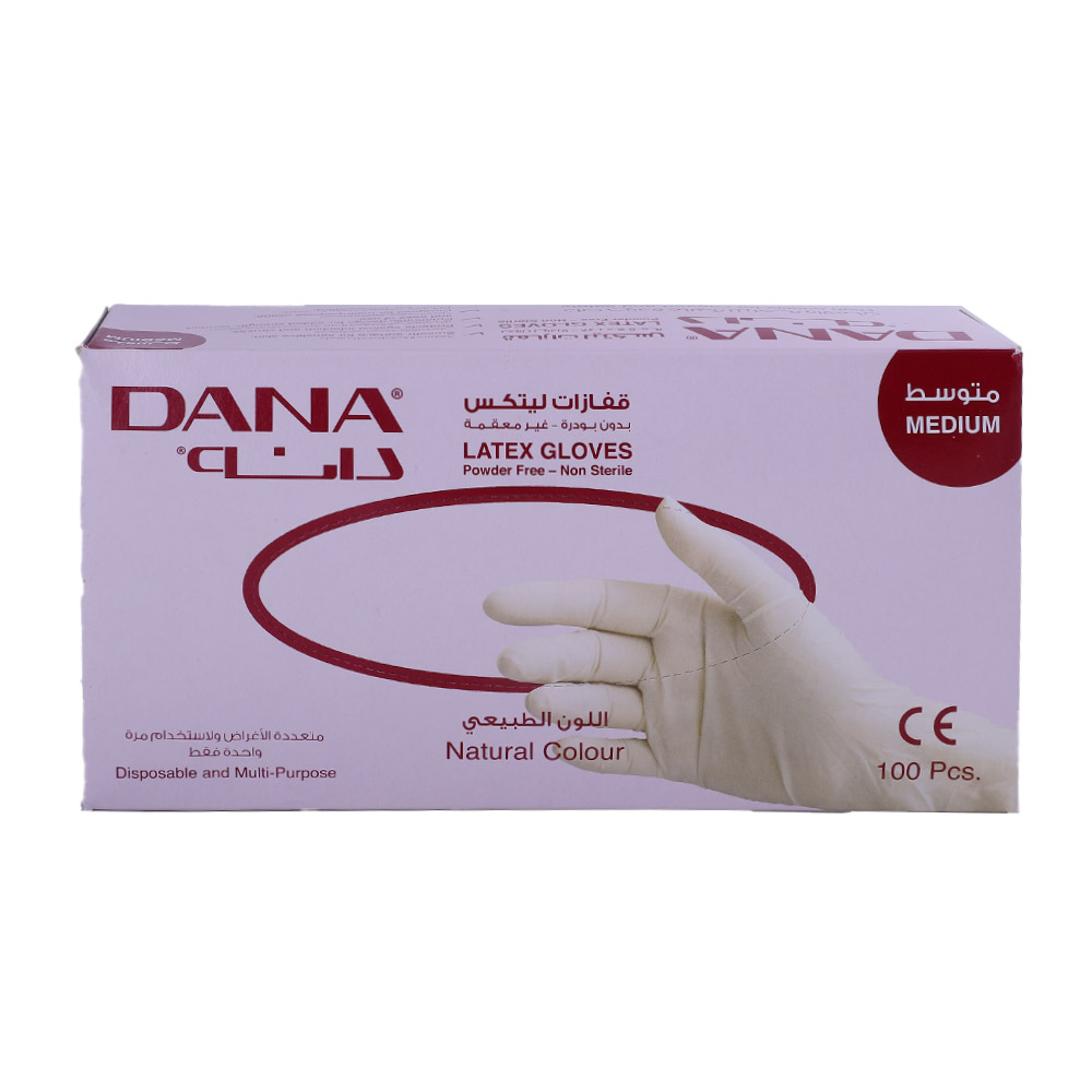 Dana Natural Color Medium Latex Gloves 100s - Available at Alosra Online Supermarket