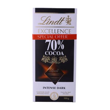 Lindt Excellence 70% Dark Chocolate Bars 2x100g [Special Offer] - Available at Alosra Online Supermarket