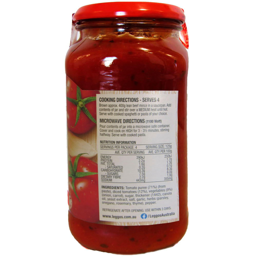 Leggo's Bolognese Pasta Sauce with Chunky Tomato 500g back image