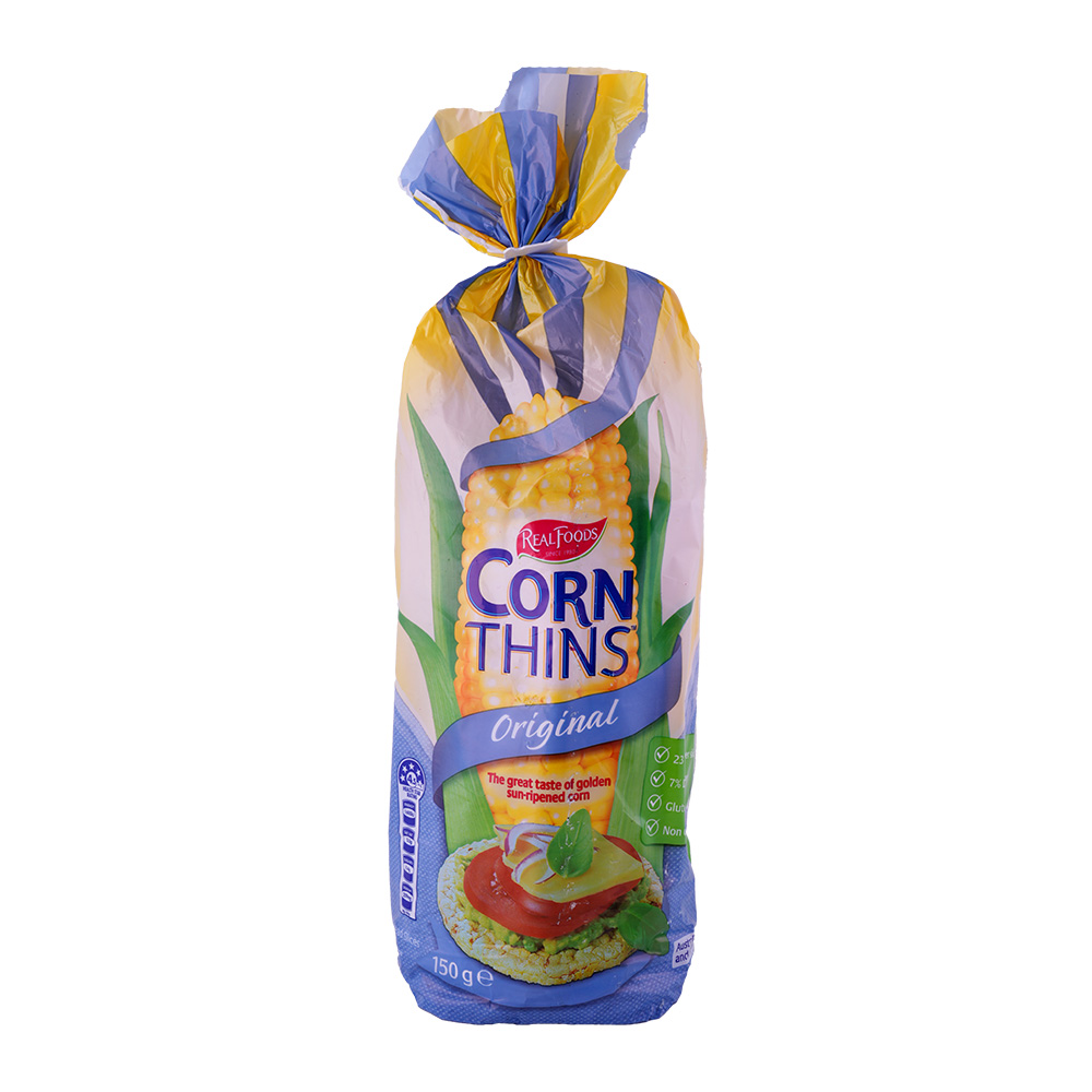 Real Foods Original Corn Thins 150g - Available at Alosra Online Supermarket