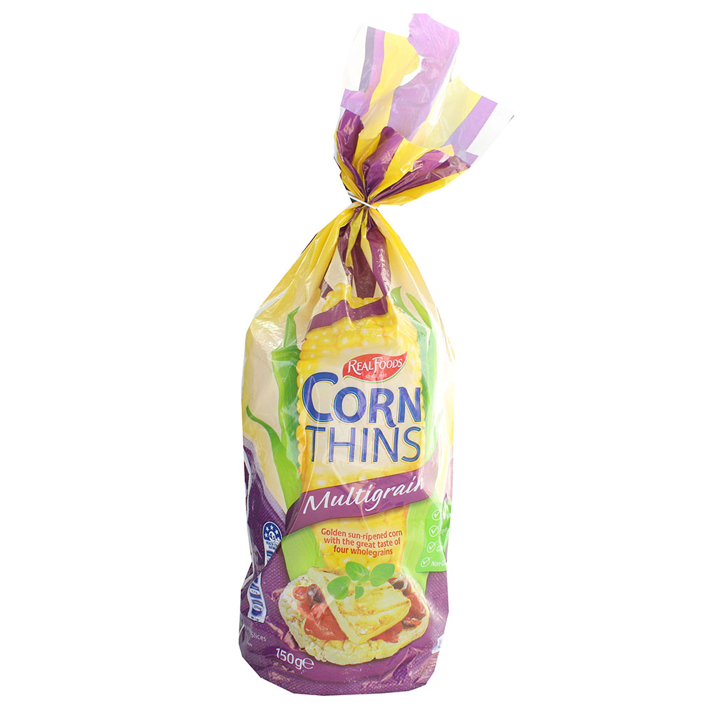 Real Foods Multigrain Corn Thins 150g - Available at Alosra Online Supermarket