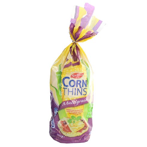 Real Foods Multigrain Corn Thins 150g - Available at Alosra Online Supermarket