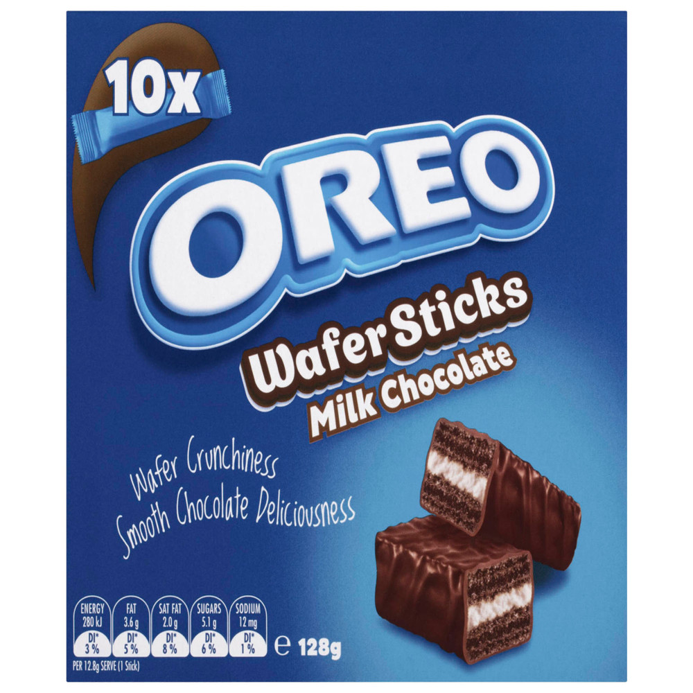 Oreo Wafer Sticks Milk Chocolate 128g right side image
