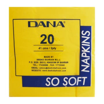 Dana Yellow Paper Napkin [41cmx2Ply] 20's - Available at Alosra Online Supermarket