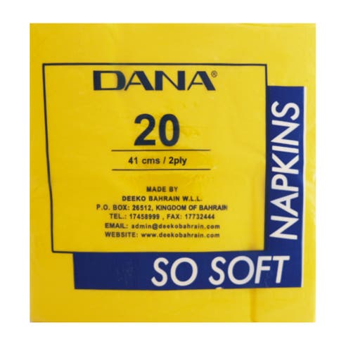 Dana Yellow Paper Napkin [41cmx2Ply] 20's - Available at Alosra Online Supermarket