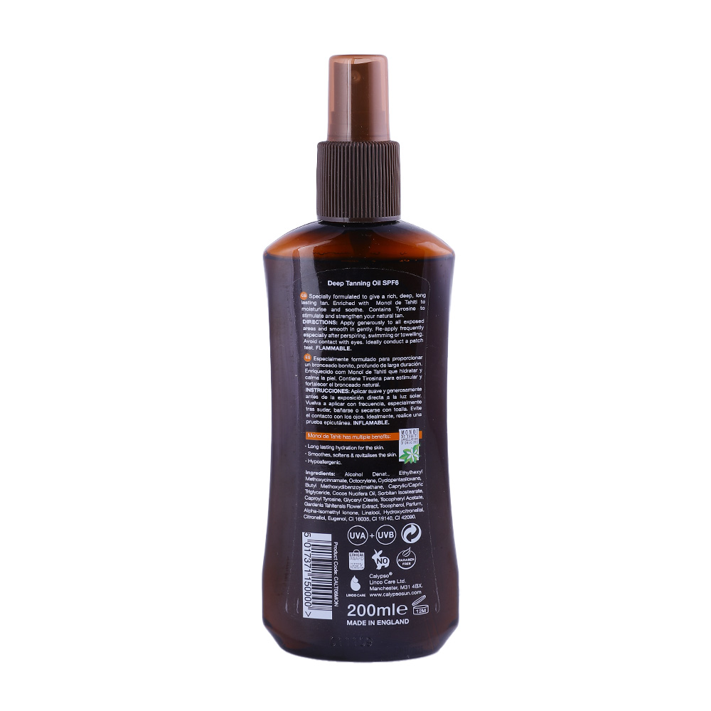Calypso Mono Tahiti SPF 6 Deep Tanning Oil Spray 200ml back image