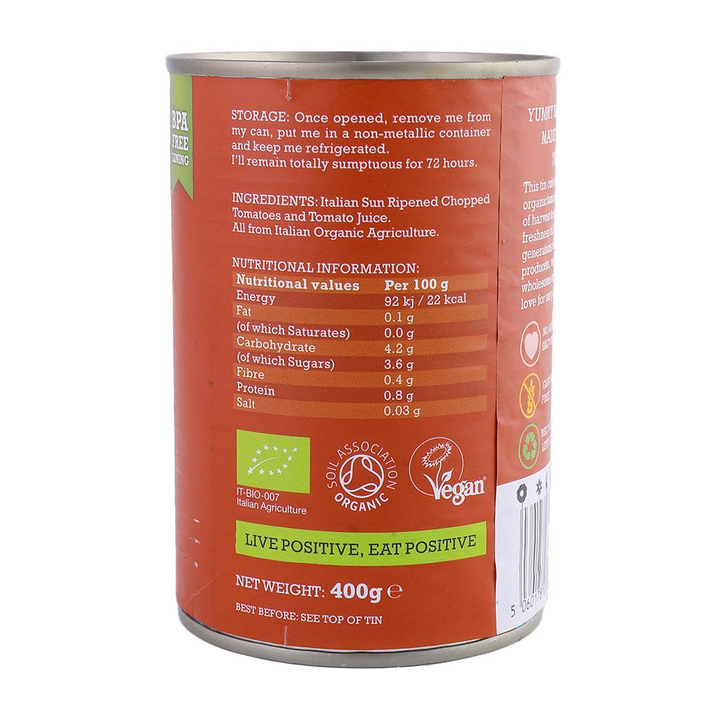 Mr Organic Chopped Tomato 400g back image