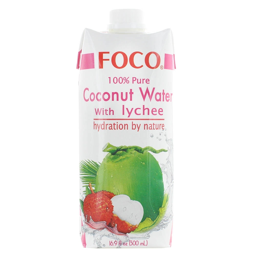 Foco UHT Coconut Water with Lychee 500ml - Available at Alosra Online Supermarket