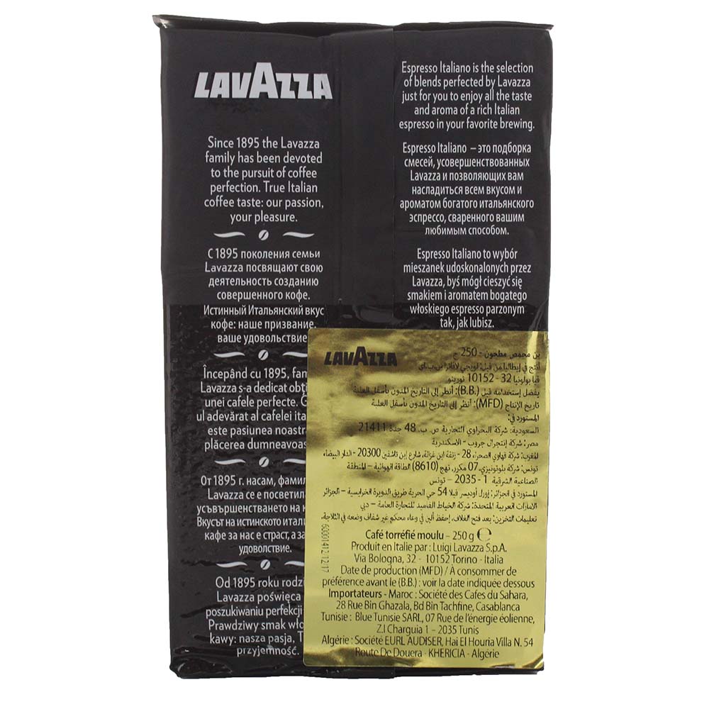 Lavazza Espresso Italino Ground Coffee 250g back image