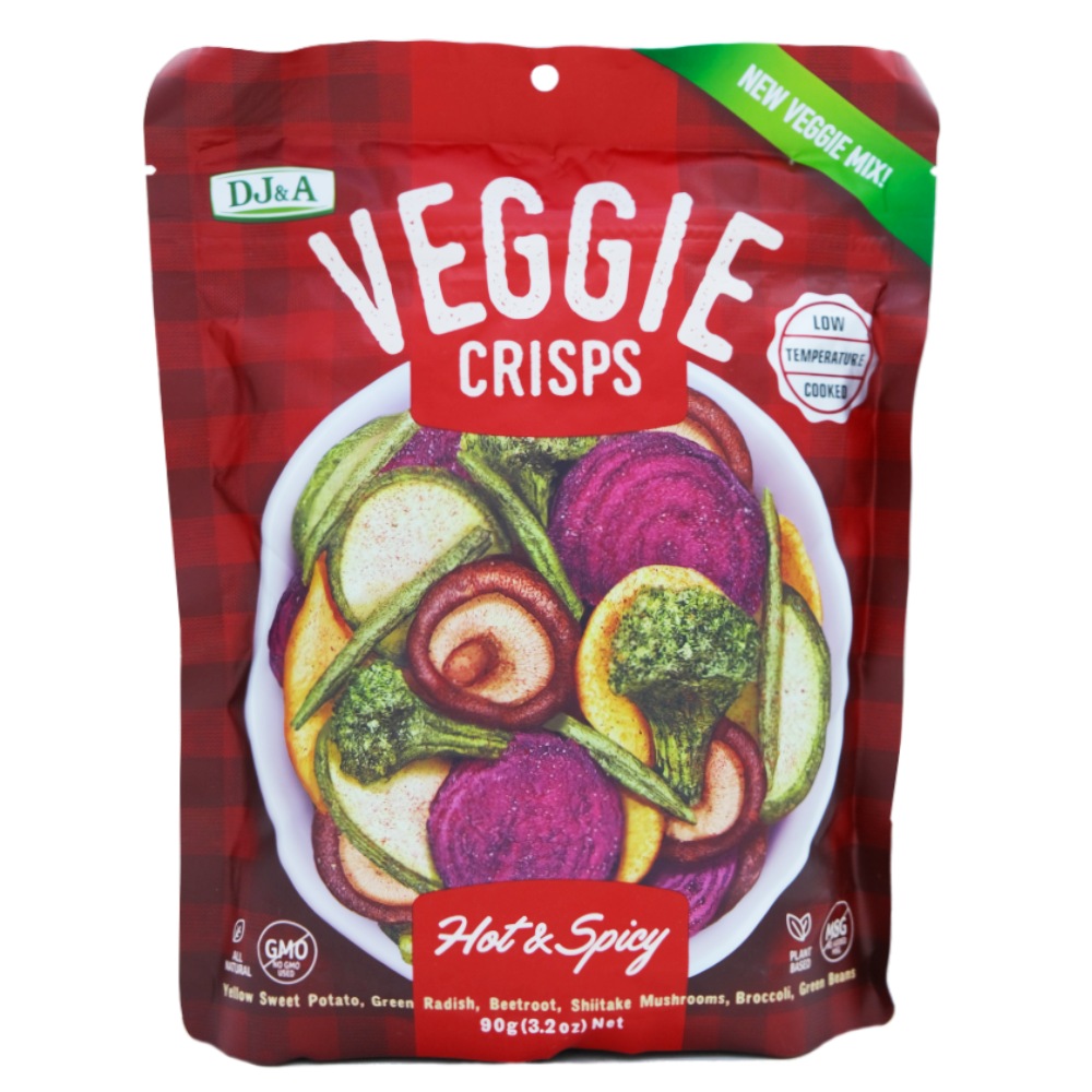 DJ&A Hot & Spicy Veggie Crisps 90g - Available at Alosra Online Supermarket