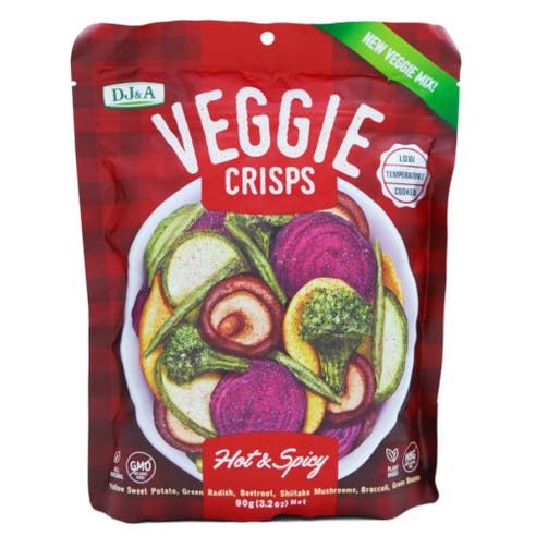 DJ&A Hot & Spicy Veggie Crisps 90g - Available at Alosra Online Supermarket
