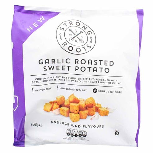 Strong Roots Garlic Roasted Sweet Potato 500g - Available at Alosra Online Supermarket