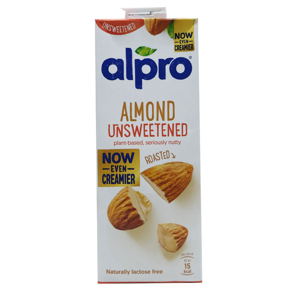 Alpro Soya Milk Almond Unsweetened 1L - Available at Alosra Online Supermarket
