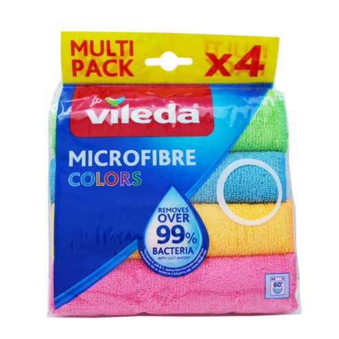 Vileda Microfibre Colors Multi Pack 4's - Available at Alosra Online Supermarket