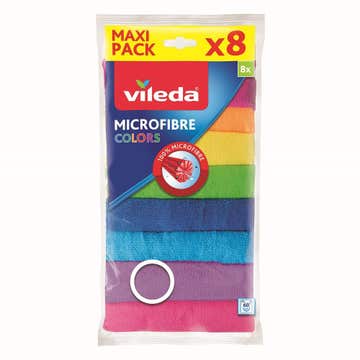 Vileda Microfibre Colors Multi Pack 8's - Available at Alosra Online Supermarket