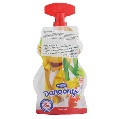 Danoontje Strawberry Quark in Squeeze Pouch 70g - Available at Alosra Online Supermarket