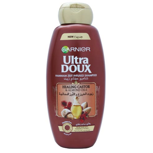 Garnier Ultra Doux Almond & Castor Oil Shampoo 400ml - Available at Alosra Online Supermarket