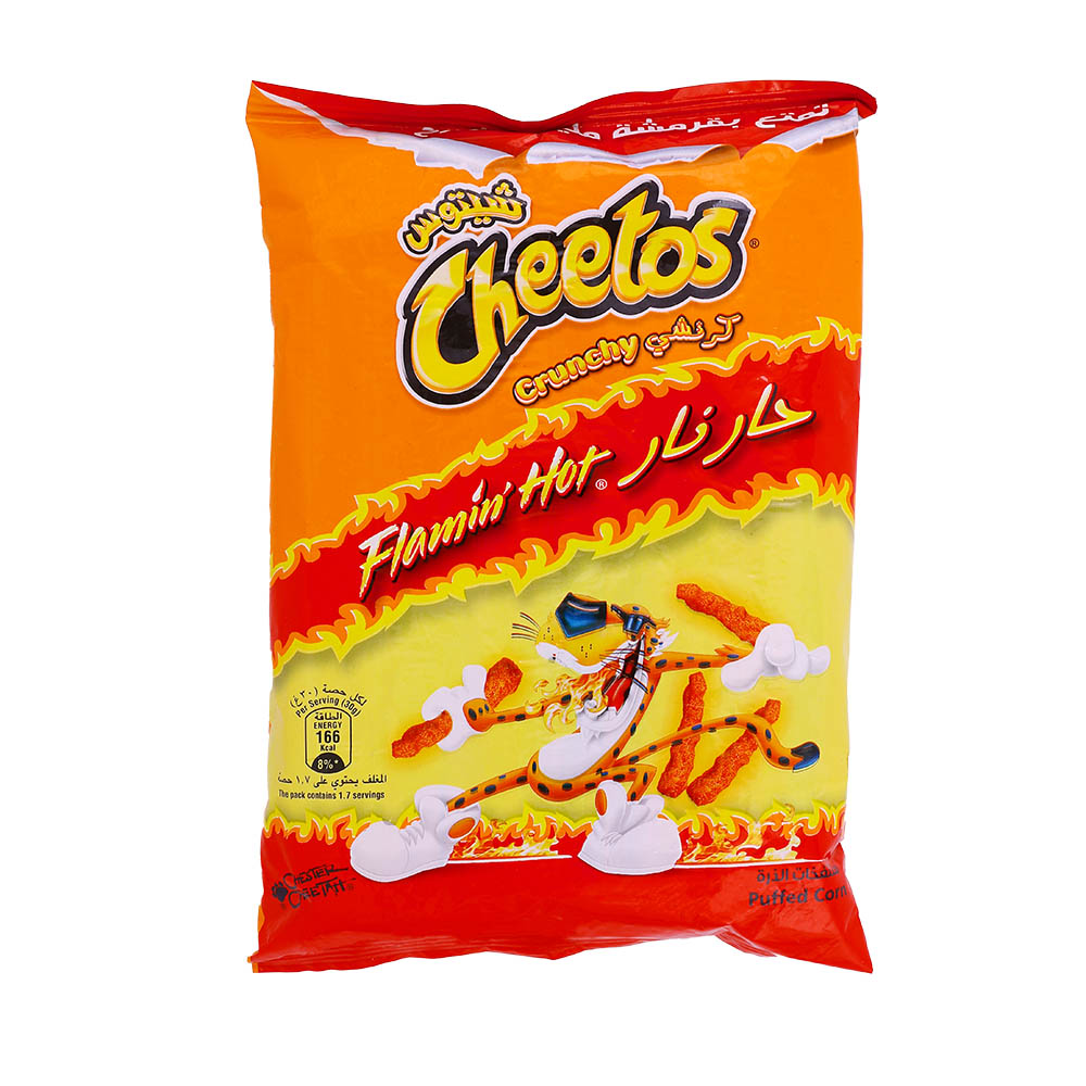 Cheetos Crunchy Flamin Hot Puffed Corn Snacks 50g - Available at Alosra Online Supermarket
