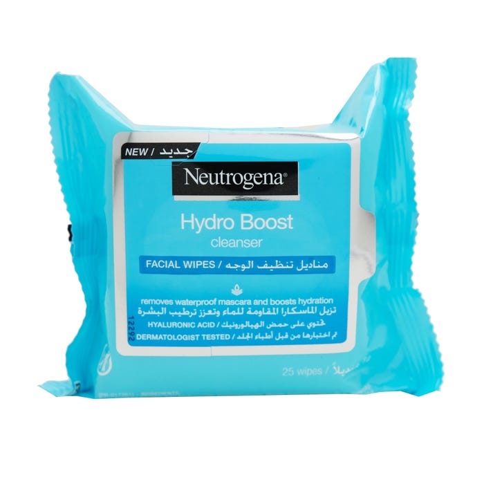Neutrogena Hydro Boost Cleanser Wipes 25's - Available at Alosra Online Supermarket