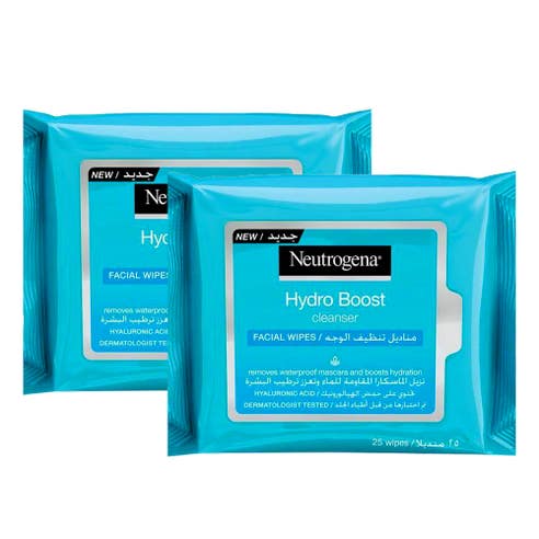 Neutrogena Hydro Boost Cleanser Wipes 25's 1+1free - Available at Alosra Online Supermarket