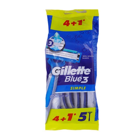 Gillette Blue 3 Razor [4+1 Free] - Available at Alosra Online Supermarket