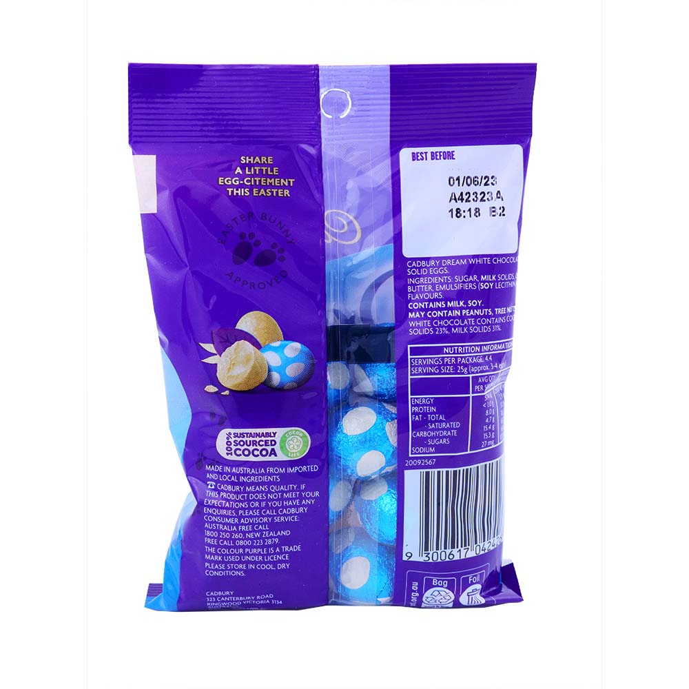 Cadbury Dream Chocolate Egg Bag 110g back image