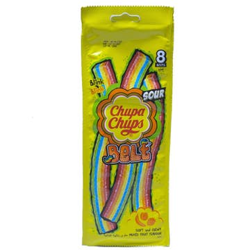 Chupa Chups Sour Belts Mixed Fruit Flavour Candy 57g 