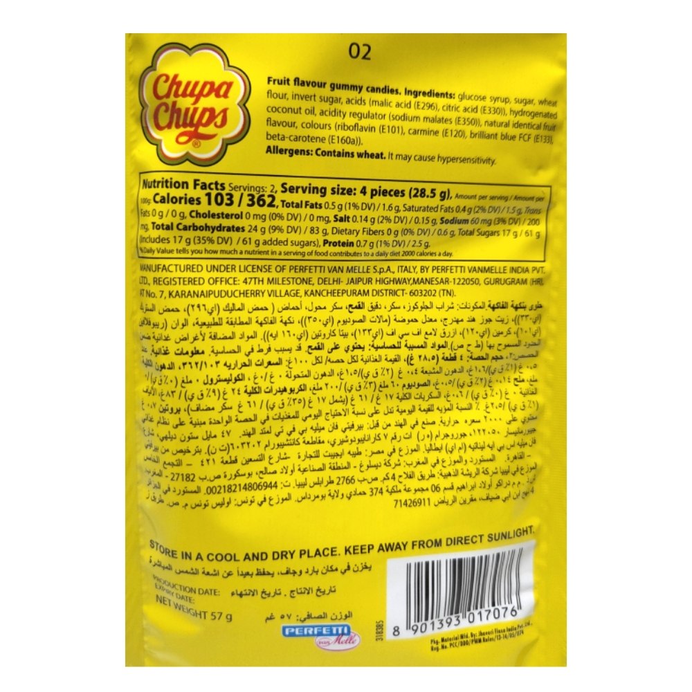 Chupa Chups Sour Belt Mixed Fruit Flavour 57g - Bahrain Alosraonline store