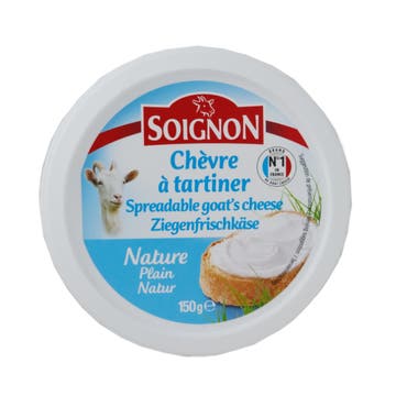 Soignon Nature Plain Spreadable Goat Cheese 150g - Available at Alosra Online Supermarket