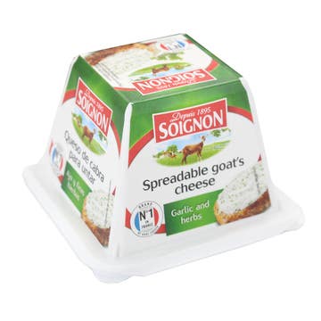 Soignon Garlic & Herbs Spreadable Goat Cheese 140g - Available at Alosra Online Supermarket