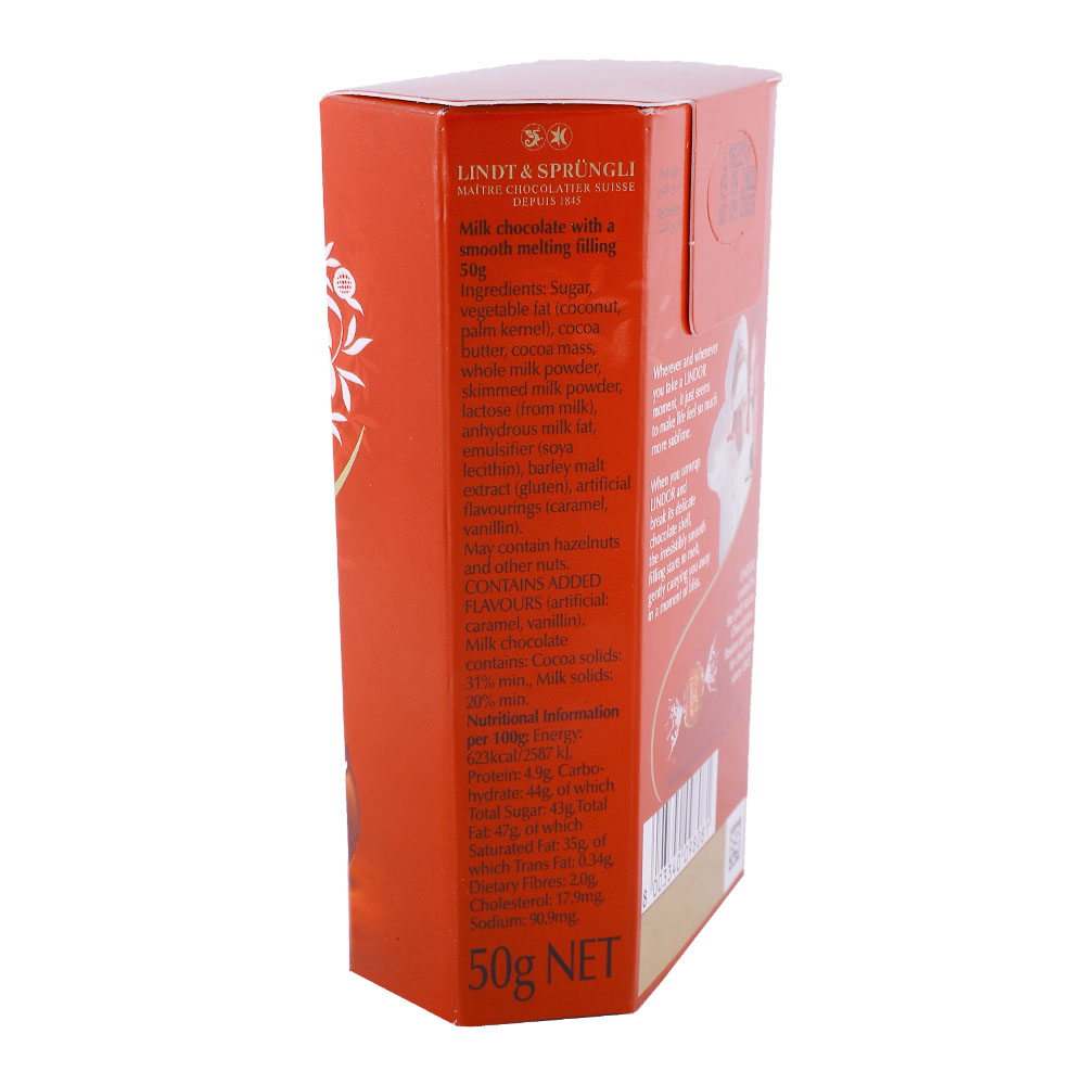 Lindt Lindor Milk Chocolate Cornet 50g right side image