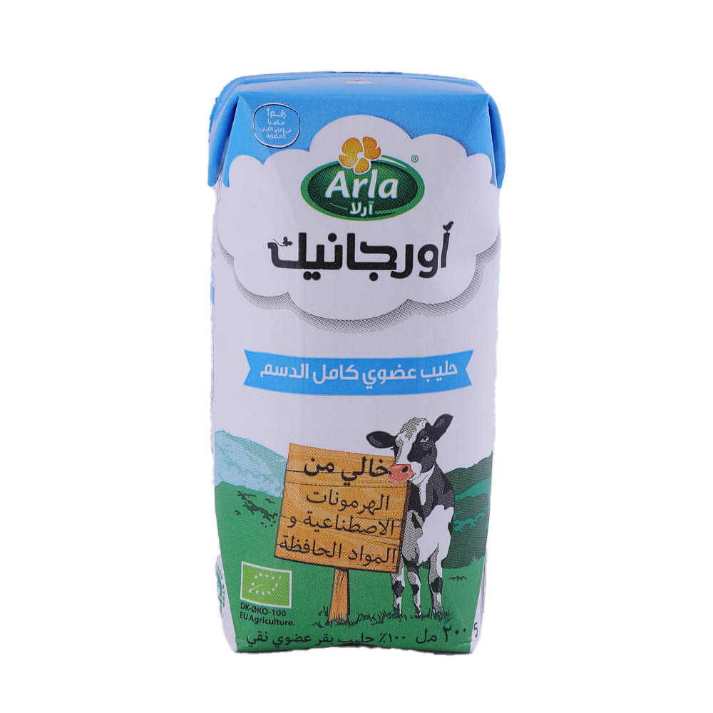Arla Organic Full Fat UHT Milk 200ml back image
