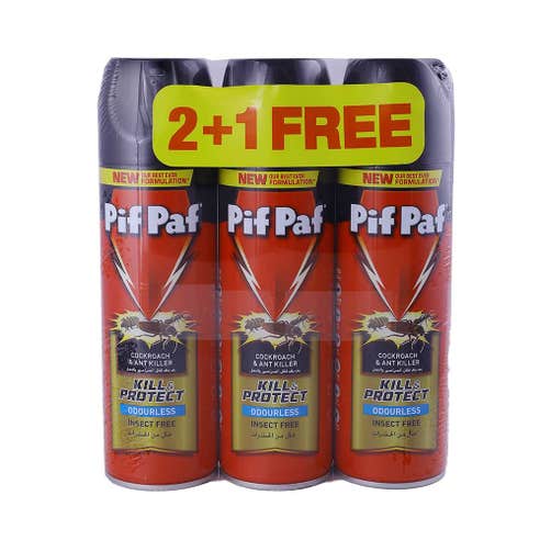 Pif Paf Odourless Cockroach Killer Spray 3x300ml [Special Offer] 