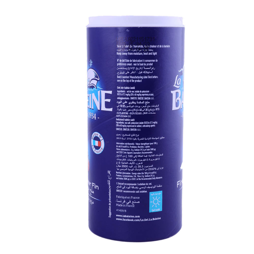 La Baleine Fine Sea Salt 600g back image