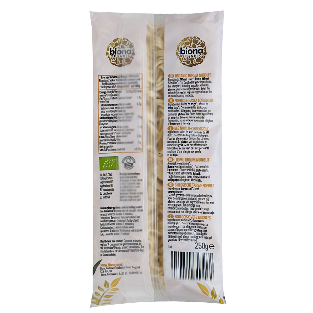 Biona Organic Wheat Asia Noodles 250g left side image
