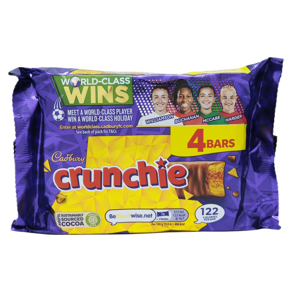 Cadbury Crunchie Chocolate Bars 4 Pack 100g - Available at Alosra Online Supermarket