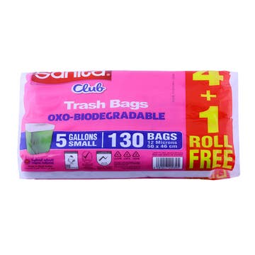 Sanita Club Trash Bag 5 Gallon 5 Rolls 4+1 [Special Offer] - Available at Alosra Online Supermarket
