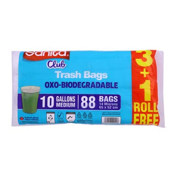 Sanita Club Trash Bag 10 Gallon 4 Rolls 3+1 Free [Special Offer] - Available at Alosra Online Supermarket