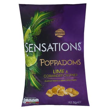 Walkers Sensations Lime & Coriander Chutney Poppadoms 82.5g